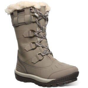 Bearpaw Desdemona Tall Boots Leather Winter Lace Up Stone Gray Size 7 NEW